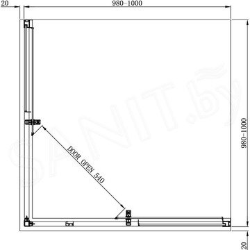 Душевой уголок Adema GLASS line vierkant тонированный