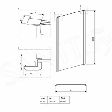 Душевая стенка Deante Cynia KTC 031S / KTC 032S боковая