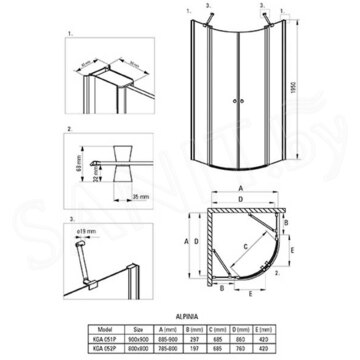 Душевой уголок Deante Alpinia KGА 051P / 052P прозрачный