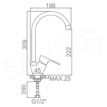 Смеситель для кухонной мойки Ledeme L5803