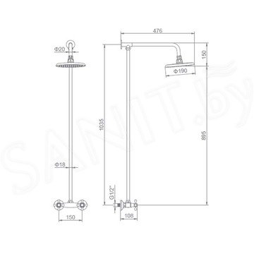 Душевая стойка Ledeme L2408