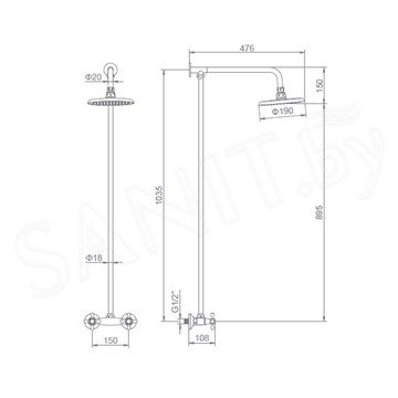 Душевая стойка Ledeme L2408