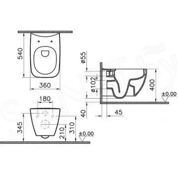 Комплект инсталляции Geberit Duofix Plattenbau с подвесным унитазом Vitra Shift Rim-ex