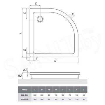 Душевой поддон Roth (Roltechnik) HAWAII R55