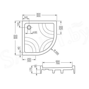 Душевой поддон Roth (Roltechnik) HAWAII-P R55