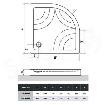 Душевой поддон Roth (Roltechnik) HAWAII-P R55