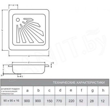 Душевой поддон Smavit Titanium 90х90