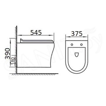 Подвесной унитаз CeramaLux CL 2100 безободковый (с крышкой SoftClose)