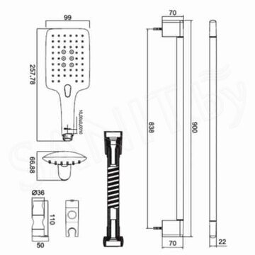 Душевой гарнитур Bravat Square D157CP-1-RUS