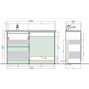 Тумба под умывальник Alavann Soft Silver 120 под стиральную машину