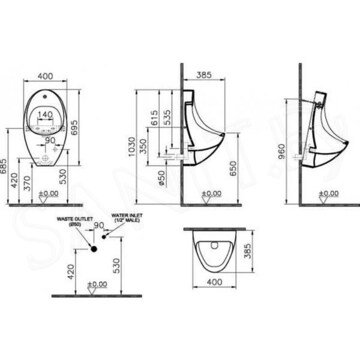 Писсуар Vitra Arkitekt 4106B003-5200 сенсорный