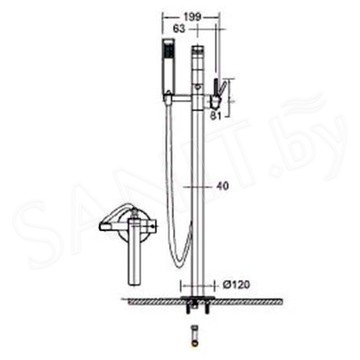 Смеситель для ванны Bravat ARC F66061K-B3-ENG напольный