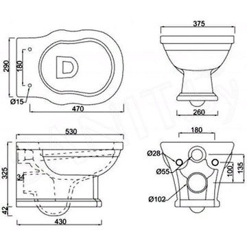 Подвесной унитаз BelBagno Boheme BB115CH безободковый