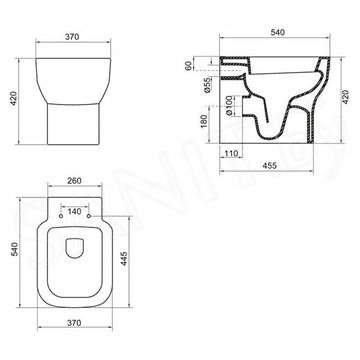 Приставной унитаз BelBagno Vaso BB127CB безободковый