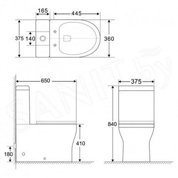 Напольный унитаз BelBagno Ancona BB1224CPR-P безободковый