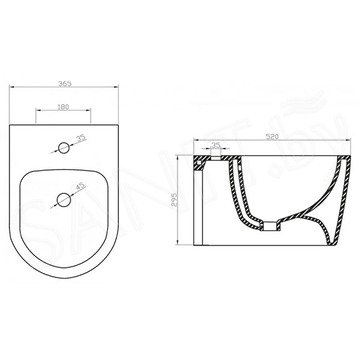 Подвесное биде BelBagno Marino BB105BH