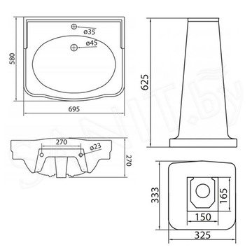 Пьедестал BB115P для умывальника Belbagno Boheme