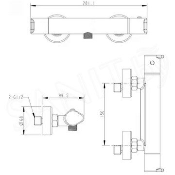 Смеситель для душа Bravat Waterfall F939114C-01A-RUS термостатический