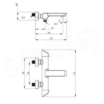 Смеситель для ванны Deante Arnika BQA 010M