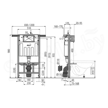 Система инсталляции AlcaPlast AM102/1000 Jádromodul