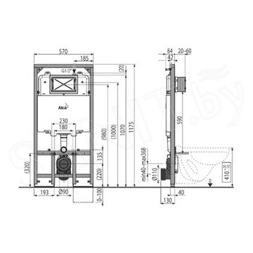 Система инсталляции AlcaPlast AM1101/1200 Sadromodul Slim