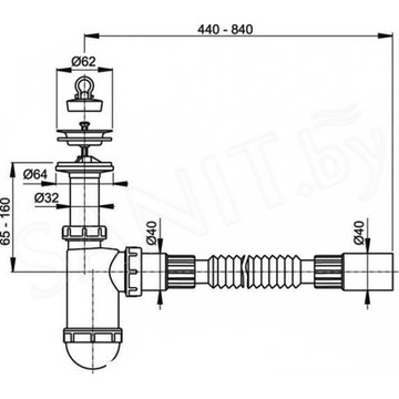 Сифон для умывальника Alcaplast A41+A710