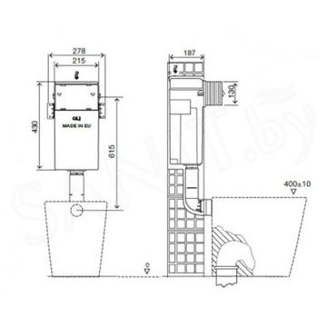 Инсталляция для приставного унитаза Oli QUADRA 720002 для приставного унитаза