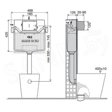 Инсталляция для приставного унитаза Oli 120 для приставного унитаза