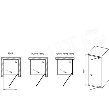 Душевая дверь Ravak Pivot PDOP1 / PDOP2 профиль черный