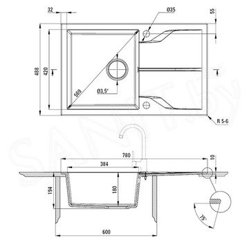 Кухонная мойка Deante Andante Flush ZQN-A11F / ZQN-G11F / ZQN-S11F / ZQN-T11F