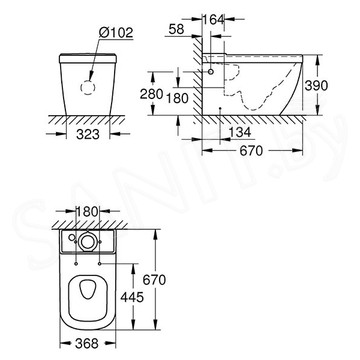 Напольный унитаз Grohe Euro 39338000 безободковый с крышкой Soft Close
