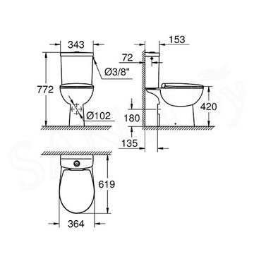 Напольный унитаз Grohe Bau 39349000 безободковый с крышкой Soft Close