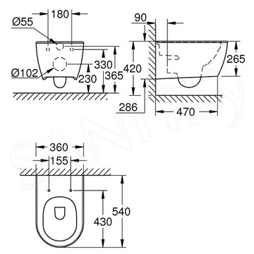 Подвесной унитаз Grohe Essence Ceramic 3957100H безободковый