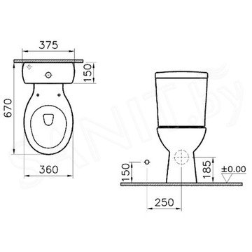 Напольный унитаз Vitra Norm Nord Duroplast 9845B099-7202 (сиденье Soft Close)