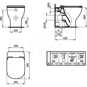 Приставной унитаз Ideal Standard Tesi AquaBlade T007701 безободковый