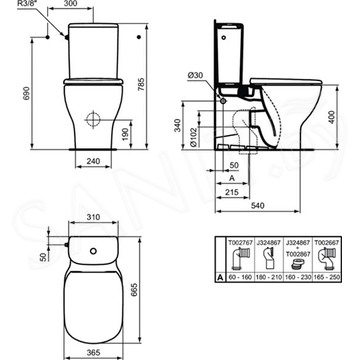 Напольный унитаз Ideal Standard Tesi AquaBlade T008201 безободковый с бачком и крышкой SoftClose