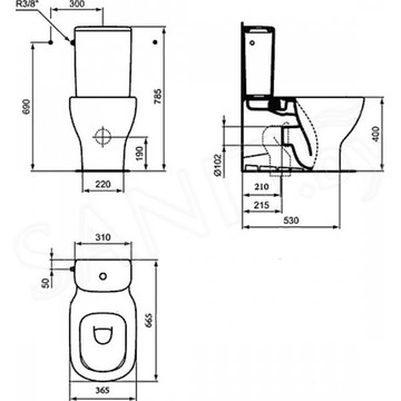 Напольный унитаз Ideal Standard Tesi AquaBlade T008201 безободковый с бачком и крышкой SoftClose