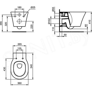 Подвесной унитаз Ideal Standard Connect Air AquaBlade E005401 безободковый