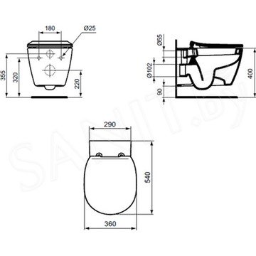 Подвесной унитаз Ideal Standard Connect AquaBlade E047901 безободковый