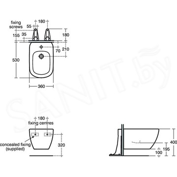 Подвесное биде Ideal Standard Tesi T355201