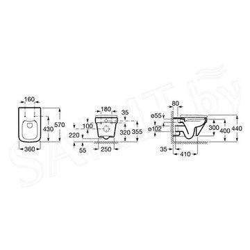 Подвесной унитаз Roca Dama-N Rimless безободковый