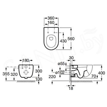 Подвесной унитаз Roca N-Meridian Rimless безободковый