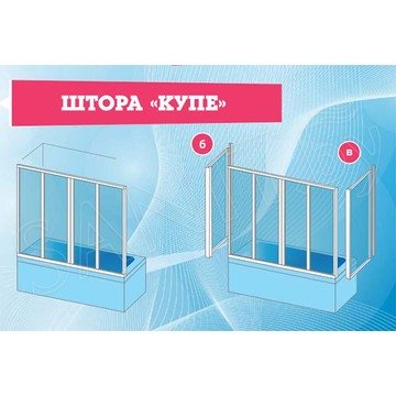 Душевая шторка на ванну Метакам Купе матовое стекло