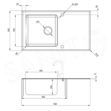 Кухонная мойка Deante Pallas ZSP-0X2C