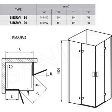 Душевой уголок Ravak SmartLine SMSRV4 профиль хром