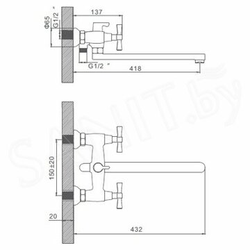Смеситель для ванны Gerhans K13213