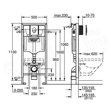 Комплект инсталляции Grohe Rapid SL 38750001 с подвесным унитазом Lavinia Boho One Compacto 3302003C