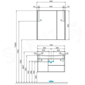 Шкаф-зеркало Акватон Беверли 80 1A237102BV010
