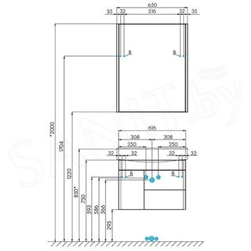 Шкаф-зеркало Акватон Беверли 65 1A237002BV010