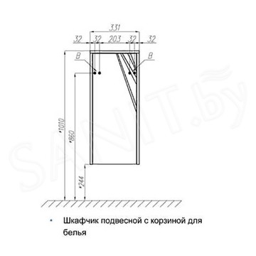 Комод Акватон Сакура 35 1A220703SKW80 с корзиной для белья